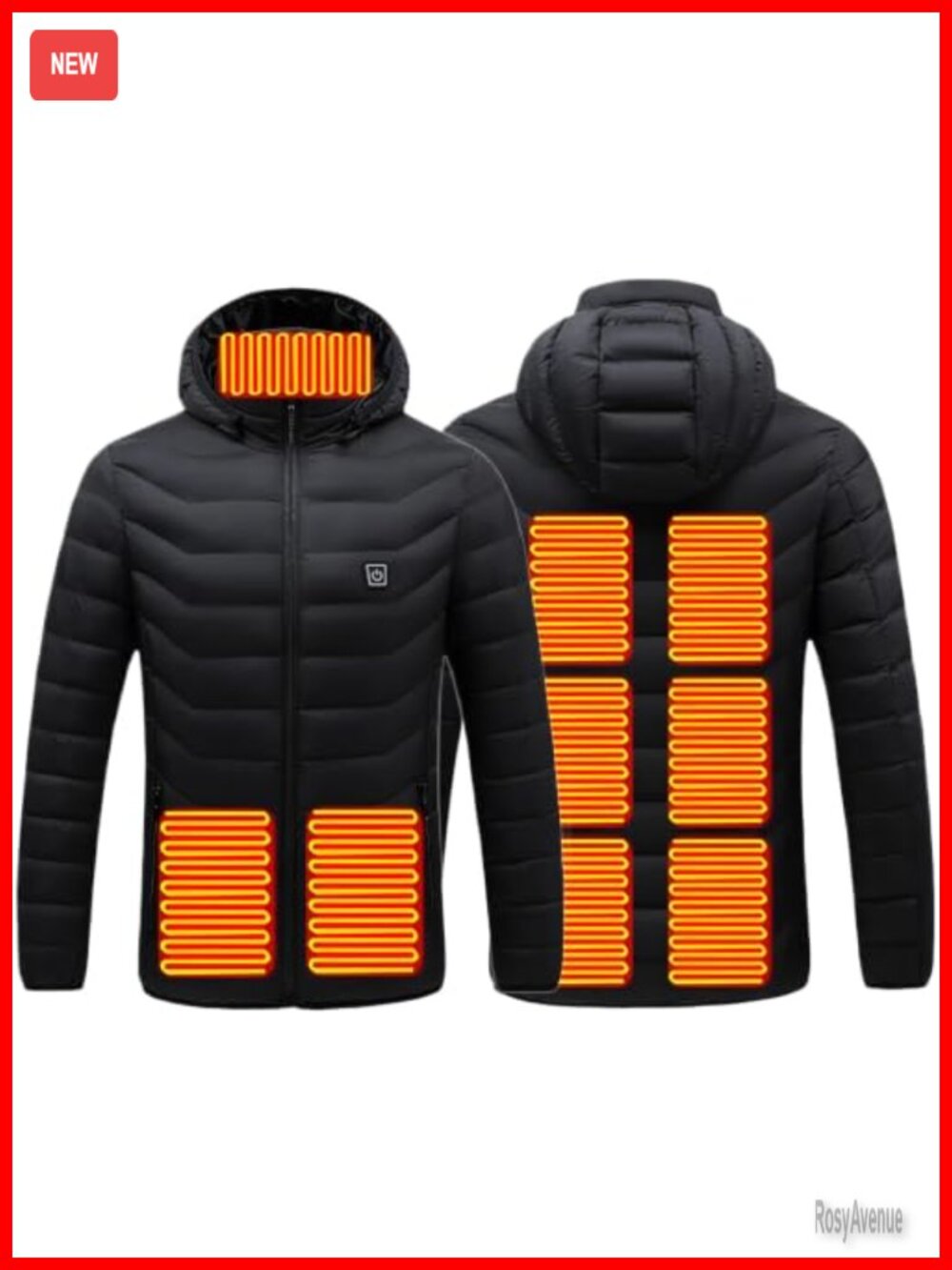 Heated Down Jacket Hoodie Windproof Waterproof 9 Heating Zones